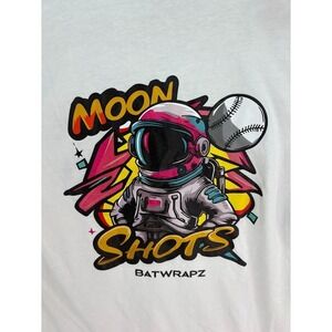 BatWrapz Men's "Moon Shots" Graphic Print Baseball Tee CL8 White Size Small